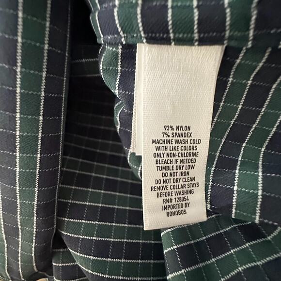 Bonobos Slim Fit Performance Nylon Button Up Shirt Mens XL Green Plaid Stretch - Picture 5 of 7